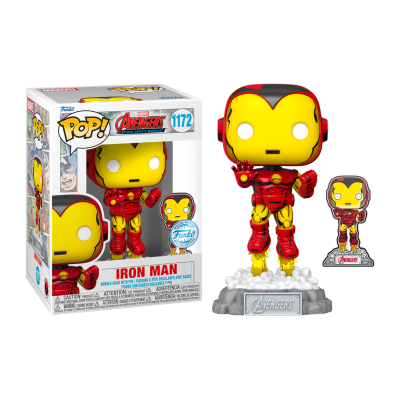 Pop! Marvel: A60 - Comic Iron Man w/ Pin's